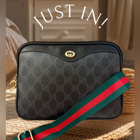 ✨🖤Auth🖤✨GUCCI Messenger Crossbody Bag Unisex Pochette Clutch - Picture 1 of 17